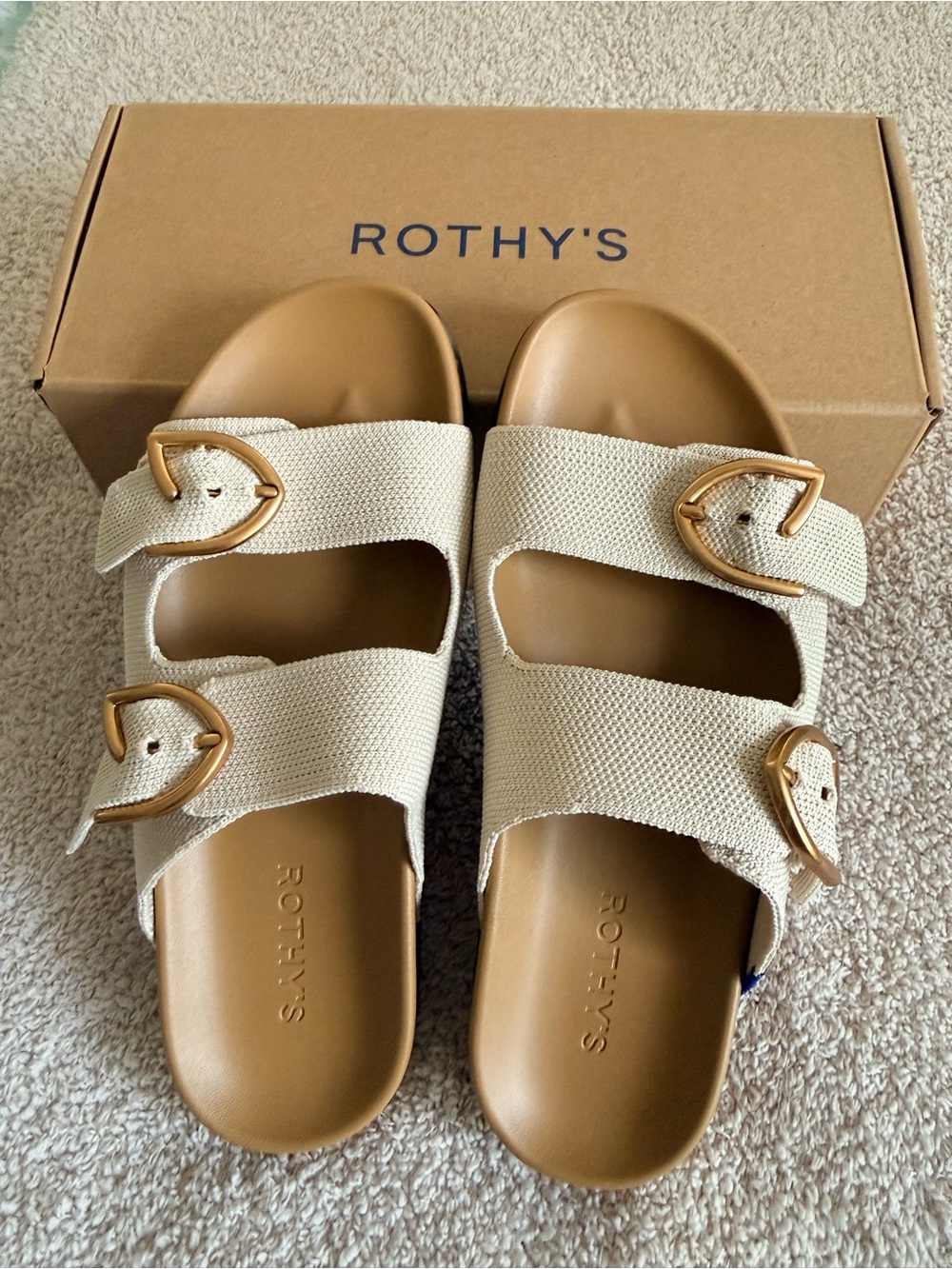 Rothy's Buckle Slide in SeaSalt Off-White